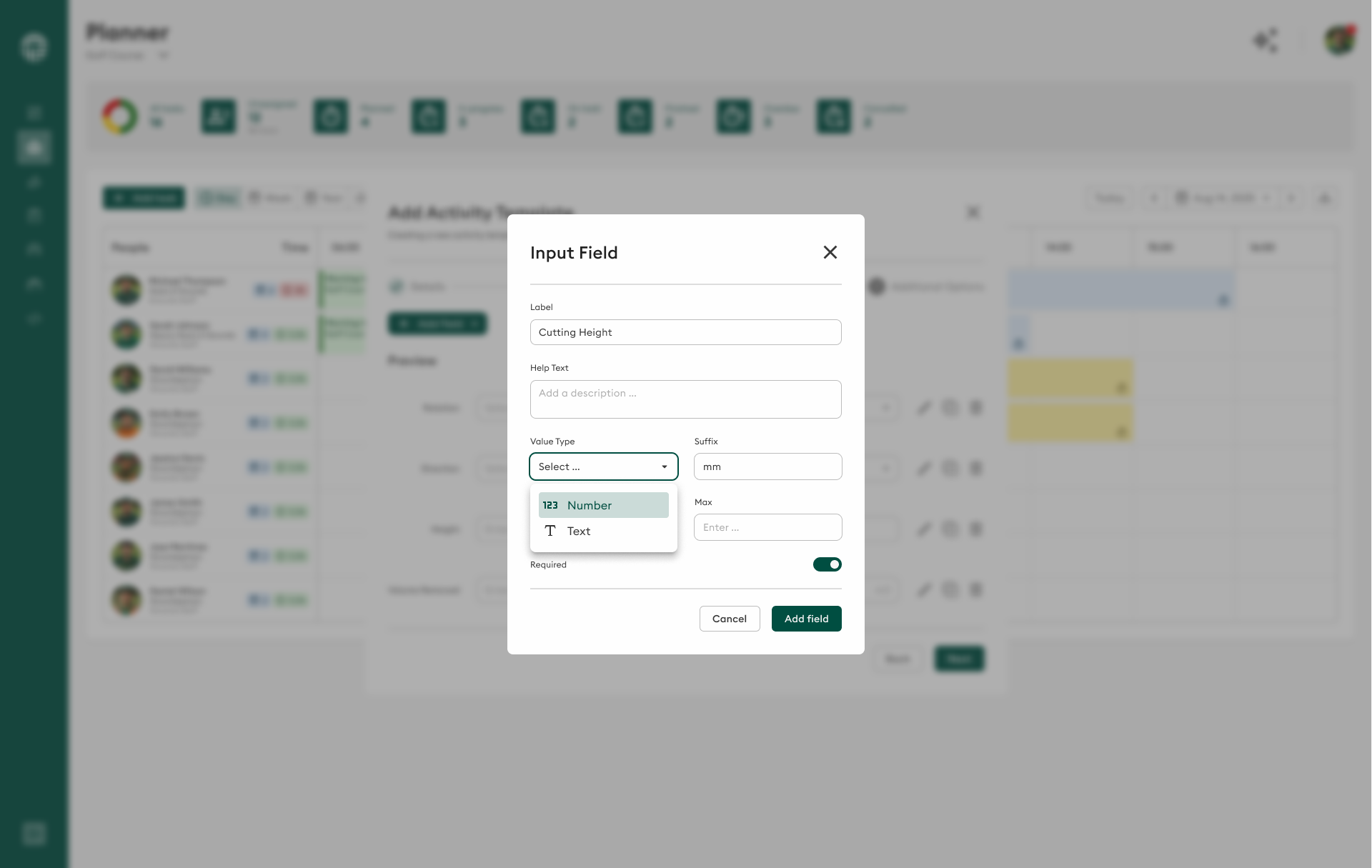 Input field